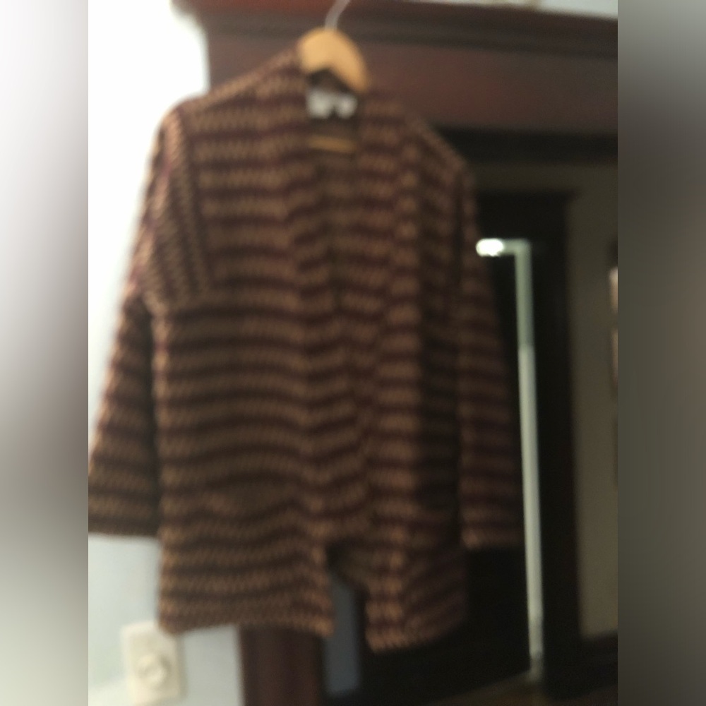 Vintage Daily Planet Women's Brown Patterned Open Cardigan jacket
